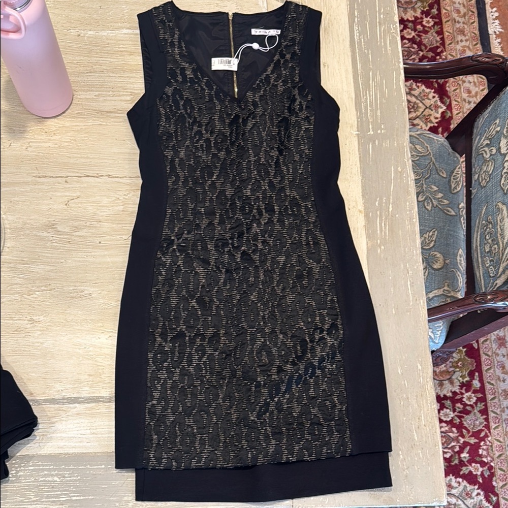 Trina Turk Black and Gray Leopard Mini Cocktail Dress